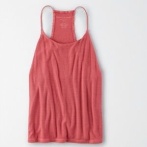 Pink Ribbed American Eagle Tank